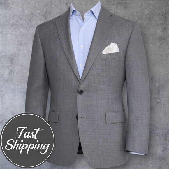 RALPH LAUREN Mens Blazer Sport Coat Two Button Suit Jacket 50R Gray Wool 1-Vent
